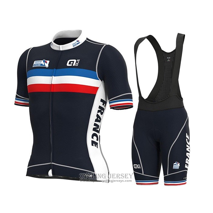 2022 Cycling Jersey France Dark Blue Short Sleeve And Bib Short